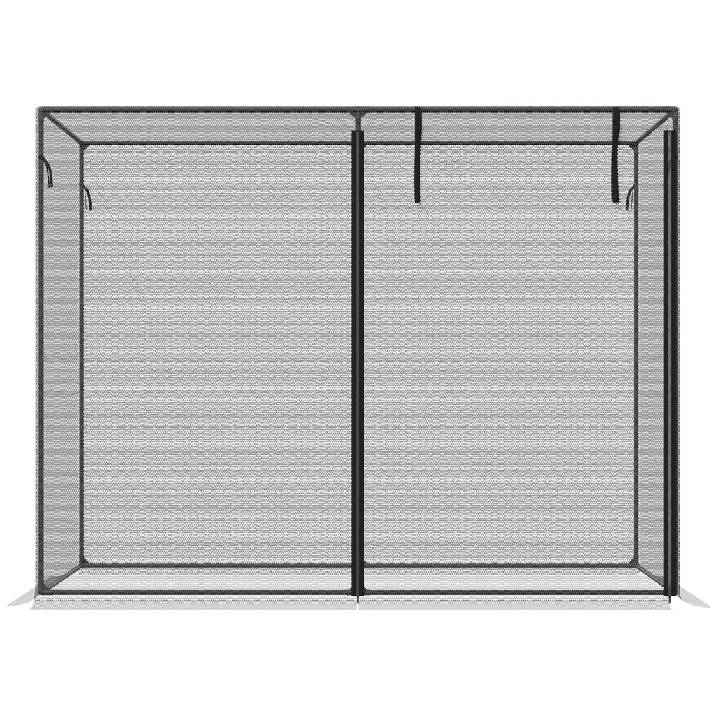 Crop Cage Plant Protector, 6 x 3 ft Walk-In Garden Netting Cover with Zippered Roll-Up Door, Steel Frame, Ground Stakes and Storage Bag, Black
