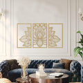 Gold Lotus Mandala Metal Wall Art, 3 Piece Boho Wall Decor Set for Living Room and Bedroom