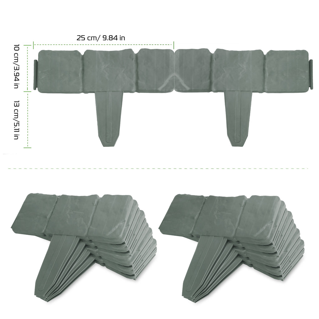 Garden Lawn Edging Border, 20 Pieces, Cobbled Stone Effect Plastic Landscape Border, 16 ft Total Length