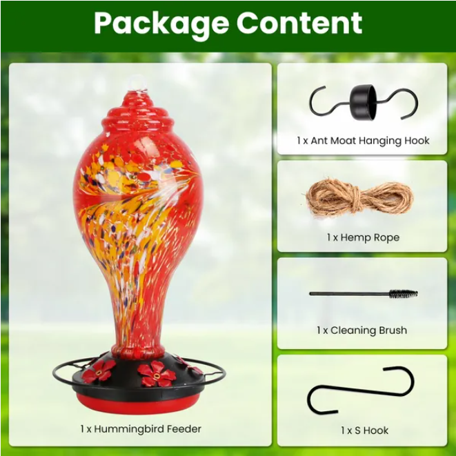 Hummingbird Feeder With 5 Flower Feeding Ports, Hanging Outdoor Nectar Bird Feeder for Garden