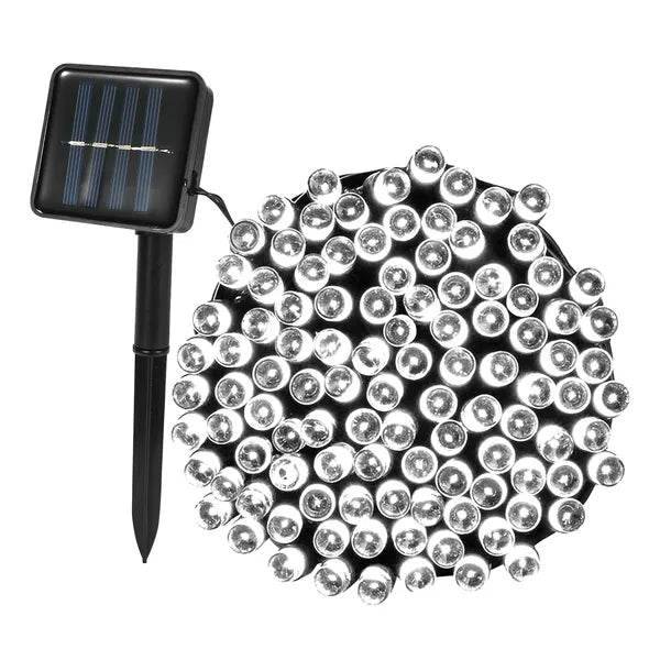 Solar String Lights, 100 LED Cool White Fairy Lights, 12M Waterproof Outdoor String Lights With 8 Lighting Modes