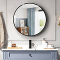 36 Inch Round Wall Mirror, Black Metal Framed Circle Mirror for Bathroom, Bedroom and Entryway