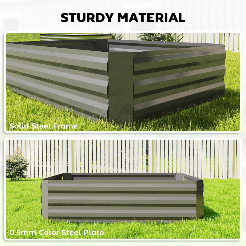 2-in-1 Raised Garden Bed With Mini Greenhouse Cover, Galvanized Steel Planter, 50 x 37.4 x 36.2 Inches, Clear and Dark Gray