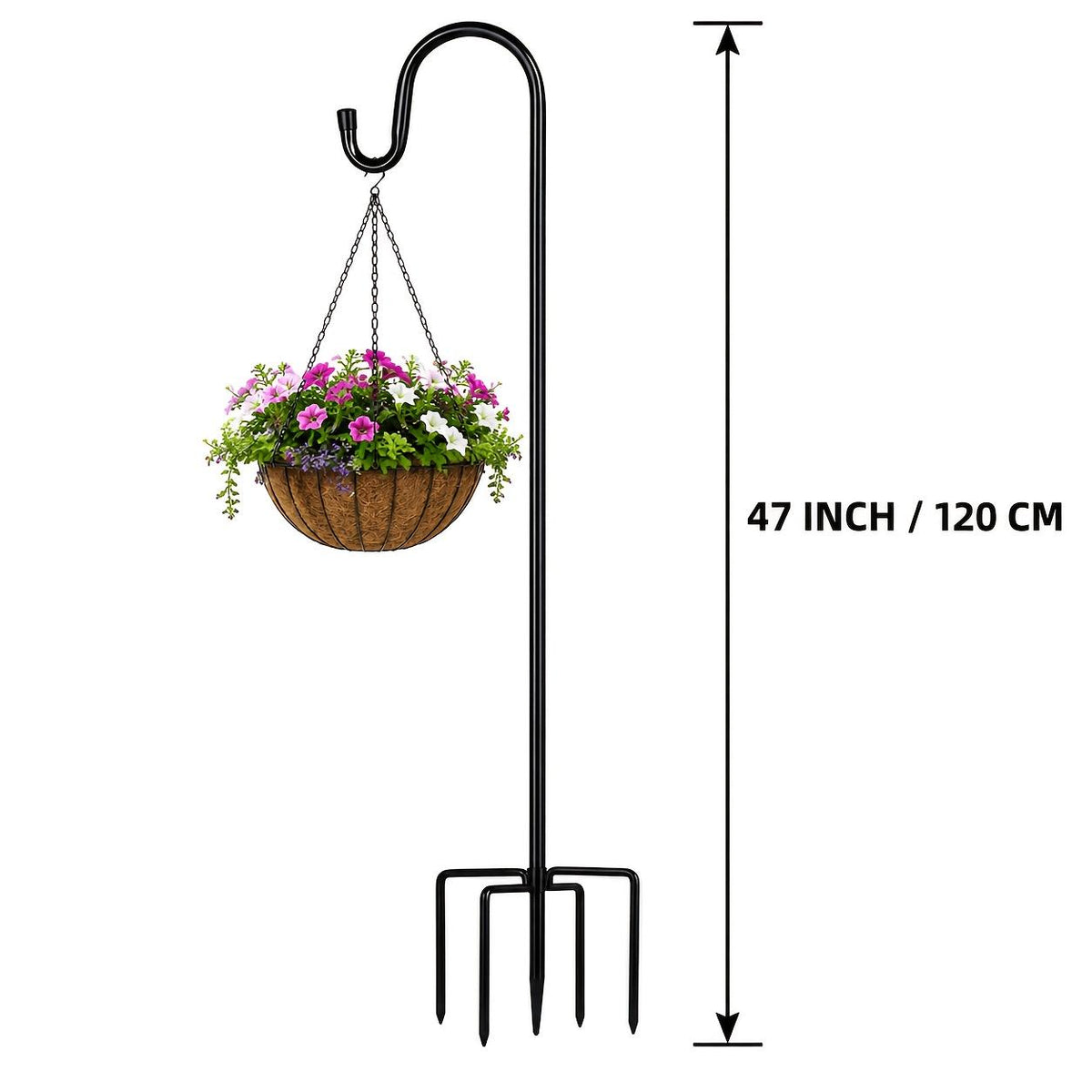 Shepherd Hooks for Outdoors, 6 Pack Black Metal Garden Stakes for Hanging Plants, Bird Feeders, Lanterns and Wind Chimes