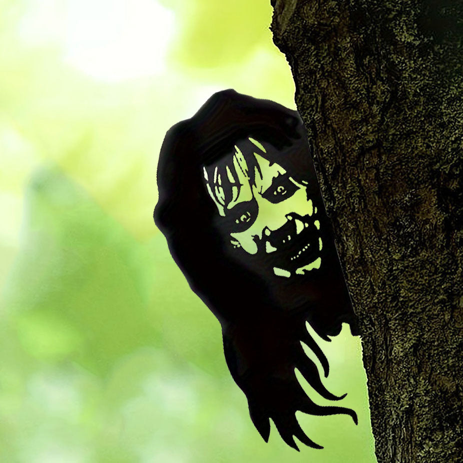 Gothic Witch Metal Wall Art, Wrought Iron Silhouette Tree and Window Hanging Decor