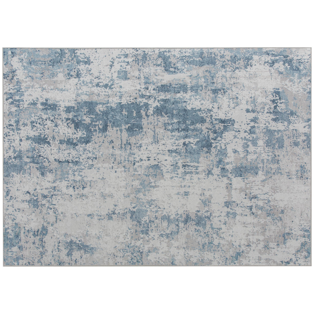 Area Rug 5x7 Machine Washable Non-Slip Blue Abstract Chenille Floor Carpet for Living Room, Bedroom and Dining Room