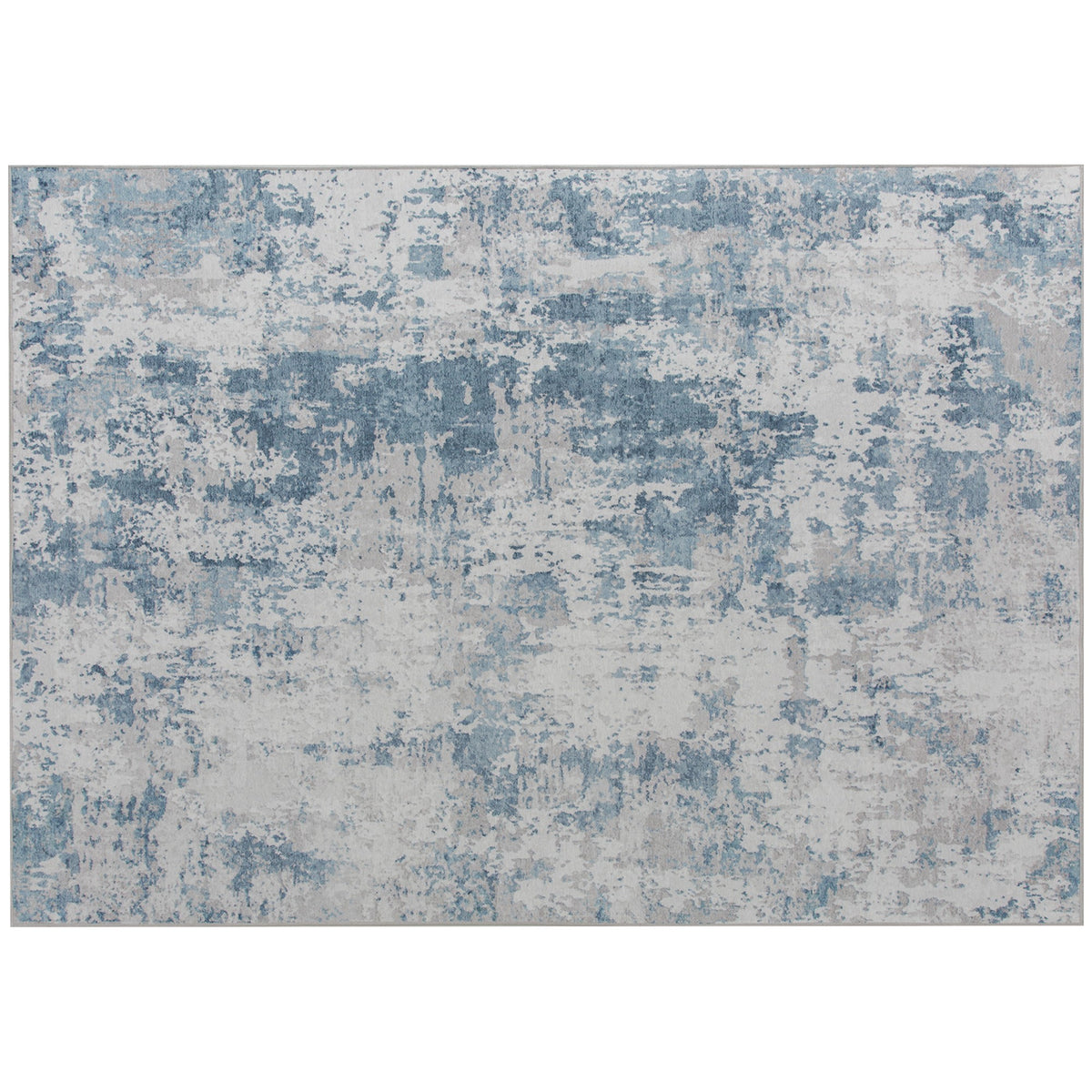 Area Rug 5x7 Machine Washable Non-Slip Blue Abstract Chenille Floor Carpet for Living Room, Bedroom and Dining Room