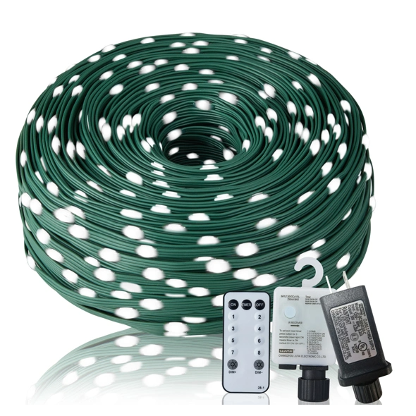 Outdoor String Lights, 1000 LED 328 Ft Green Wire Rope Lights With Remote, 8 Modes, Dimmable, Timer