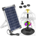Solar Bird Bath Fountain With 3-Tier Waterfall, LED Lights and 6W Solar Panel, 3 Nozzles for Pond, Patio and Garden