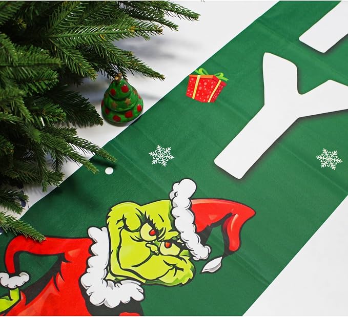 Christmas Porch Banner Set, 2 Green and White Outdoor Door Signs, 71 x 13 Inch Holiday Yard Decorations