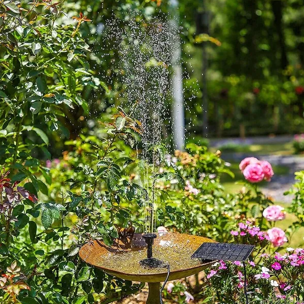 Solar Water Fountain Pump Kit for Bird Bath, Pond, Pool and Garden, Black, 6 Spray Nozzles