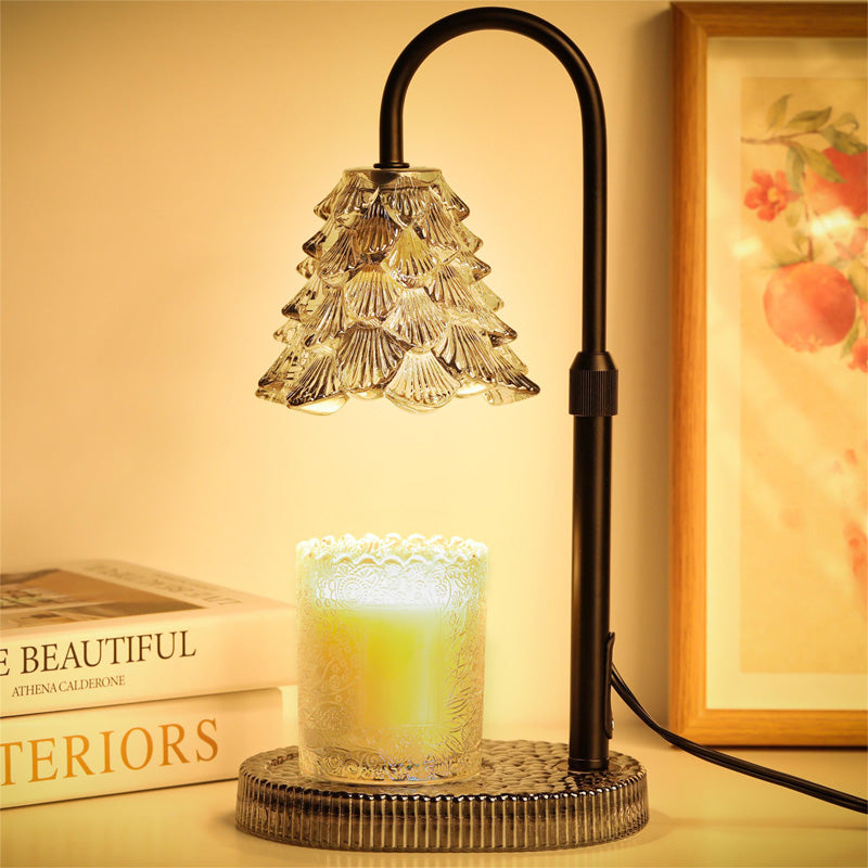 Candle Warmer Lamp with Timer and Dimmer, Adjustable Tree-Shaped Glass Shade Wax Melt Lamp for Jar Candles