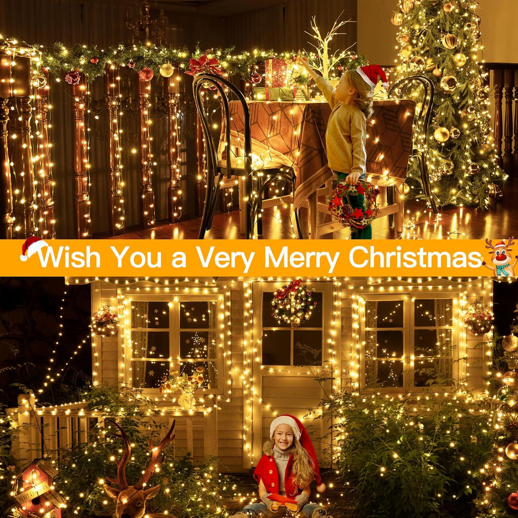 Warm White LED String Lights, 400 LED Waterproof Fairy Curtain Lights for Bedroom, Wedding and Party Decor