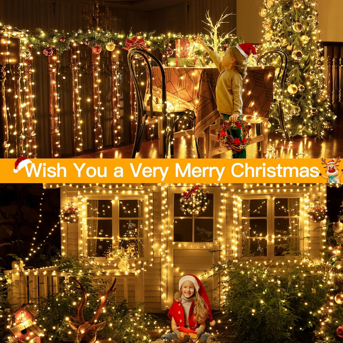 Warm White LED String Lights, 400 LED Waterproof Fairy Curtain Lights for Bedroom, Wedding and Party Decor