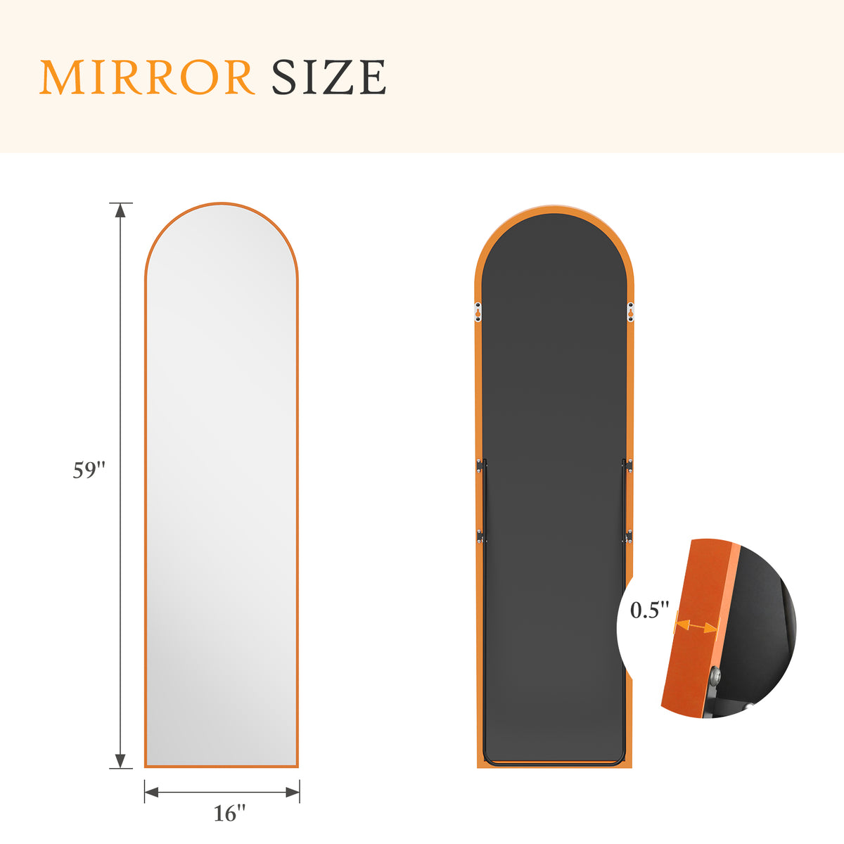Arched Full Length Mirror, 59" x 16" Aluminum Frame Floor Standing Mirror for Bedroom, Hanging or Leaning