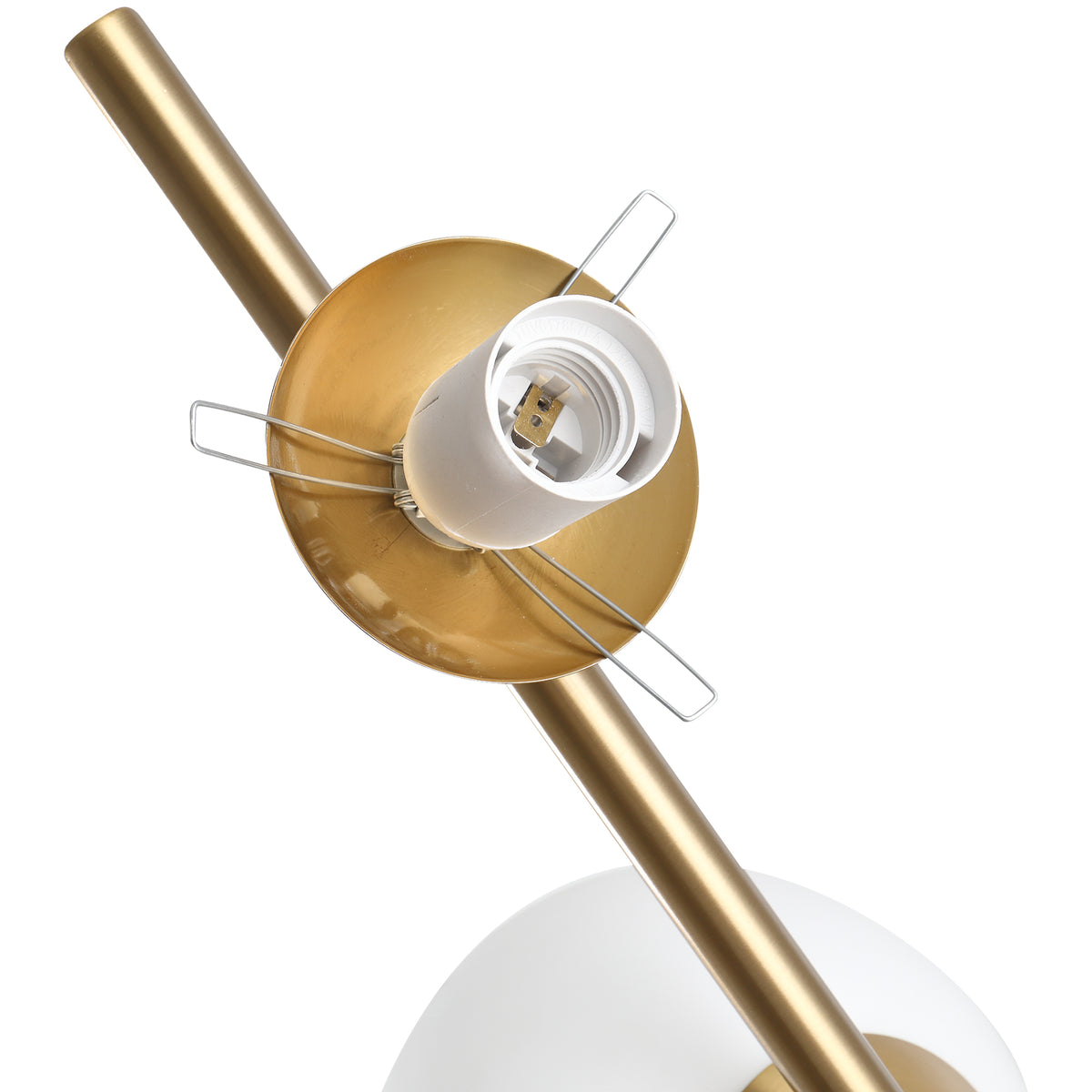 Modern Floor Lamp With 2 White Glass Globe Shades, Gold Metal Body, 65" Tall Standing Light for Living Room and Bedroom