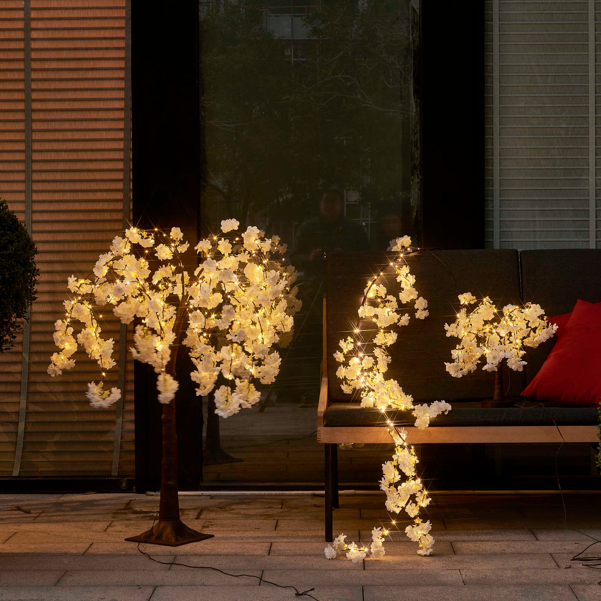 Lighted Cherry Blossom Tree, 18-Inch LED Tabletop Blossom Light with 40 Warm White Lights, Pink or White