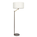 Brushed Nickel Floor Lamp With White Drum Shade, 61 in. Swing Arm Metal Reading Lamp