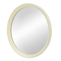 Round Wood Wall Mirror, 20 Inch Cream Mango Wood Framed Accent Mirror for Bathroom, Entryway, and Console