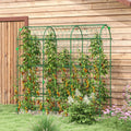 Metal Garden Trellis with Climbing Net, Green Arch A-Frame Plant Support for Climbing Vines, 72" Tall