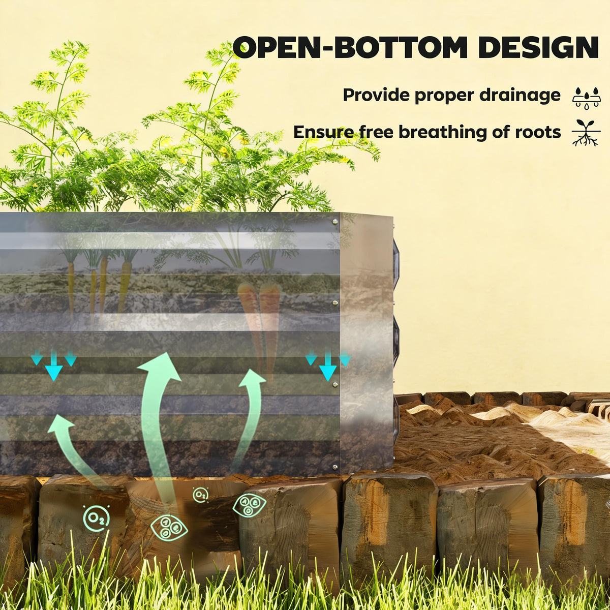 2-in-1 Raised Garden Bed With Mini Greenhouse Cover, Galvanized Steel Planter, 50 x 37.4 x 36.2 Inches, Clear and Dark Gray