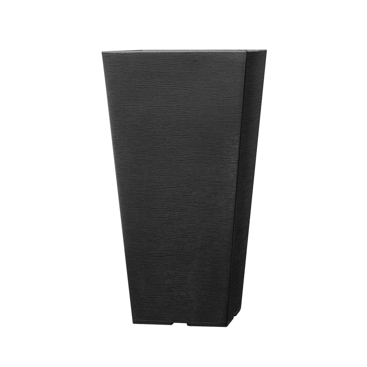 Tall Outdoor Planters Set of 2, 22 Inch Black Square Plant Pots With Built-In Drainage for Porch, Patio, and Indoor Plants