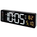 LED Digital Wall Clock, 15.7 in Black Display With Remote, 3 Alarms, Temperature and Calendar