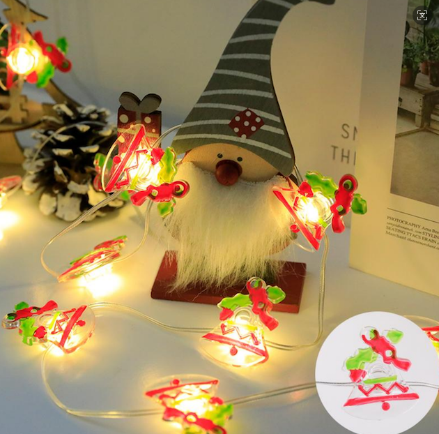Christmas LED String Lights Set of 8, Battery Operated Fairy Lights in Assorted Shapes and Lengths
