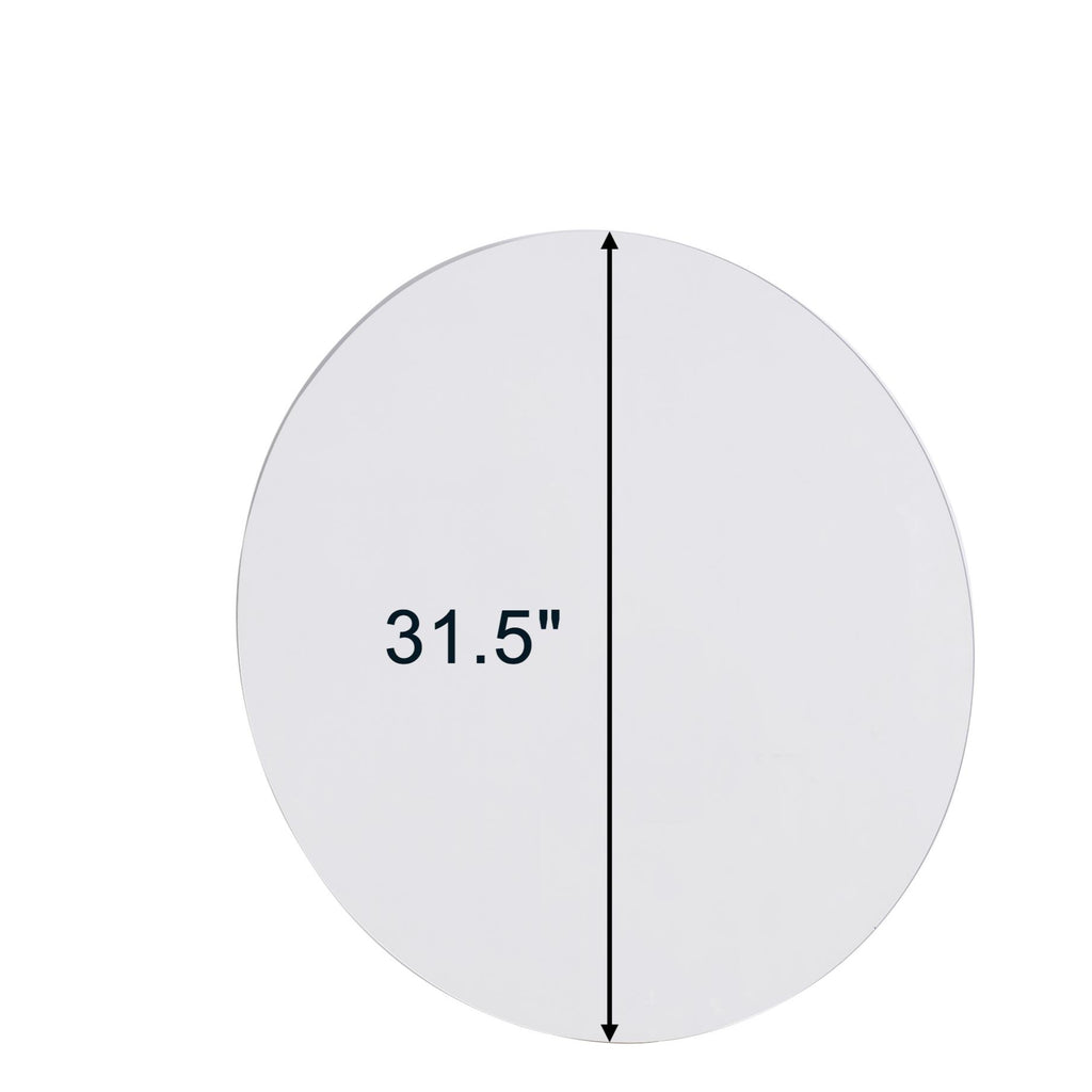 Round Wall Mirror, 31.5 In. Frameless Bathroom and Entryway Mirror in Antique Silver