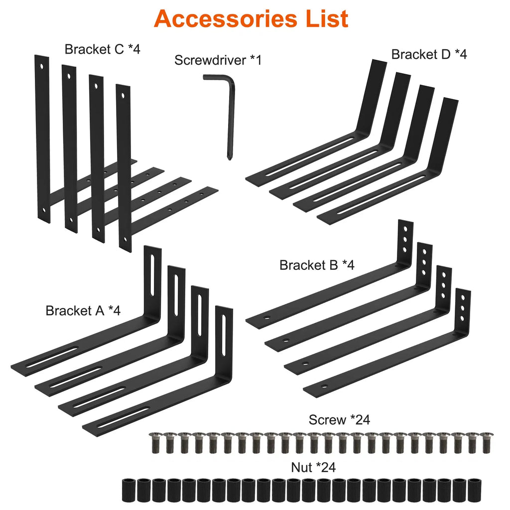 Adjustable Planter Box Brackets, Set of 4 Black Iron Railing Hangers for Window Boxes, Deck and Balcony Rails, Holds 45 lbs