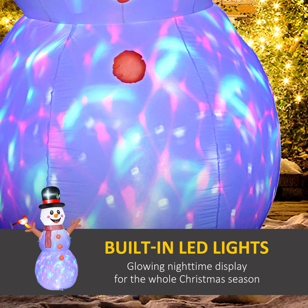 Inflatable Snowman Christmas Decoration, 7.9 Ft Lighted Yard Display With Rotating Color LED Lights, Top Hat, Scarf and Cardinal