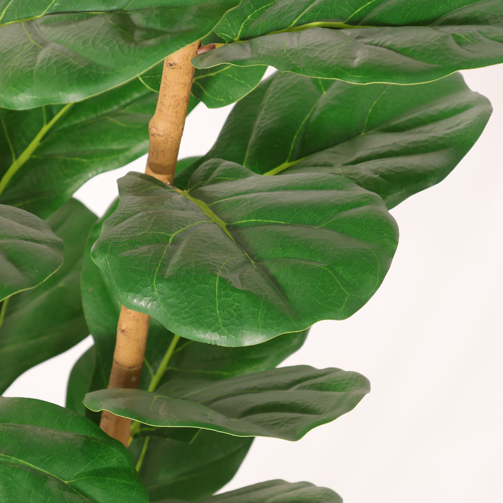 Artificial Fiddle Leaf Fig Tree 5.2 FT With White Pot, Faux Indoor Plant for Living Room, Office and Home Corner Decor