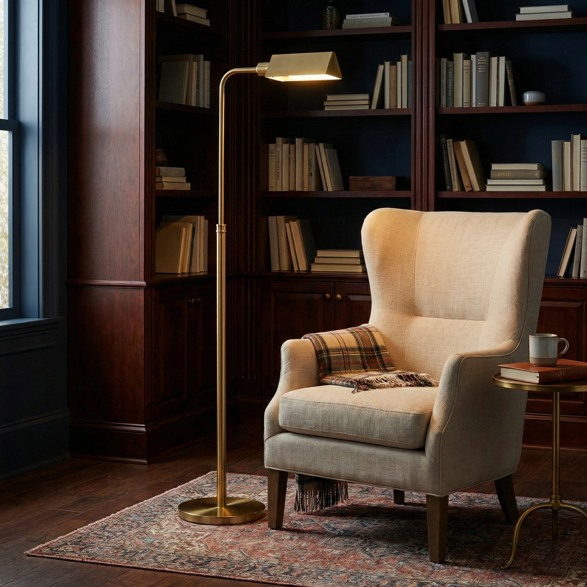 Gold Metal Pharmacy Floor Lamp, 65" Adjustable Reading Light With Foot Switch for Living Room and Bedroom