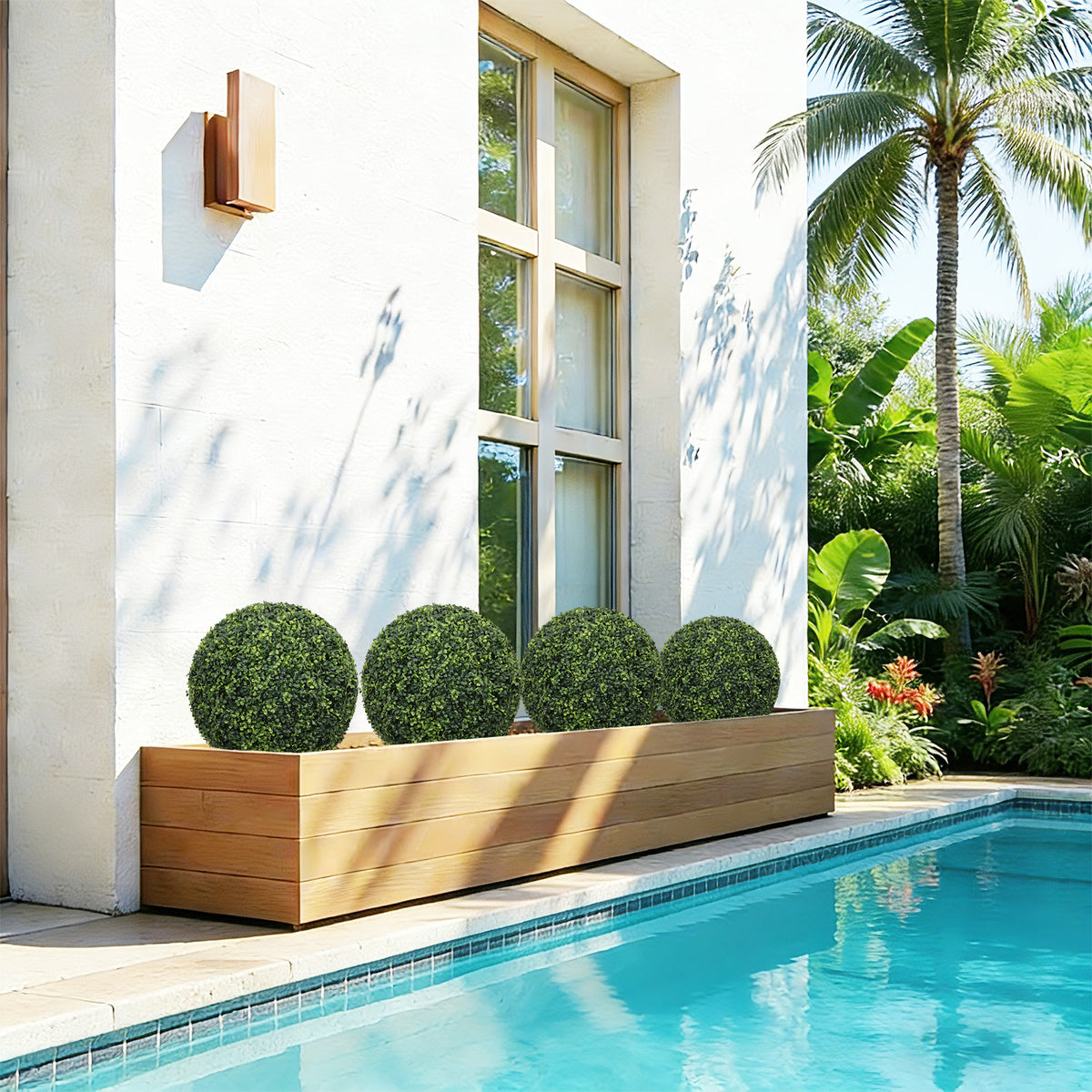 Artificial Topiary Balls 18.5 in Faux Boxwood Spheres, Set of 2, Green Outdoor Porch Patio Planter Decor