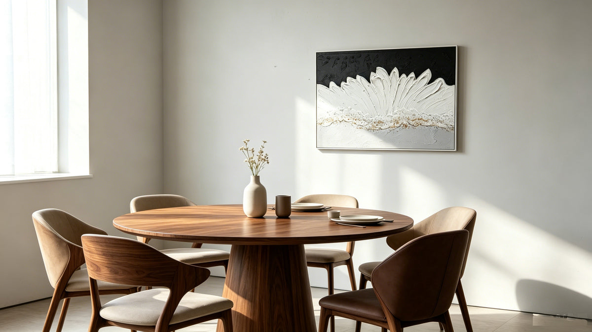 Framed Abstract Wall Art 28x40 In, Black and White Textured Canvas Painting with Grey and Gold Accents