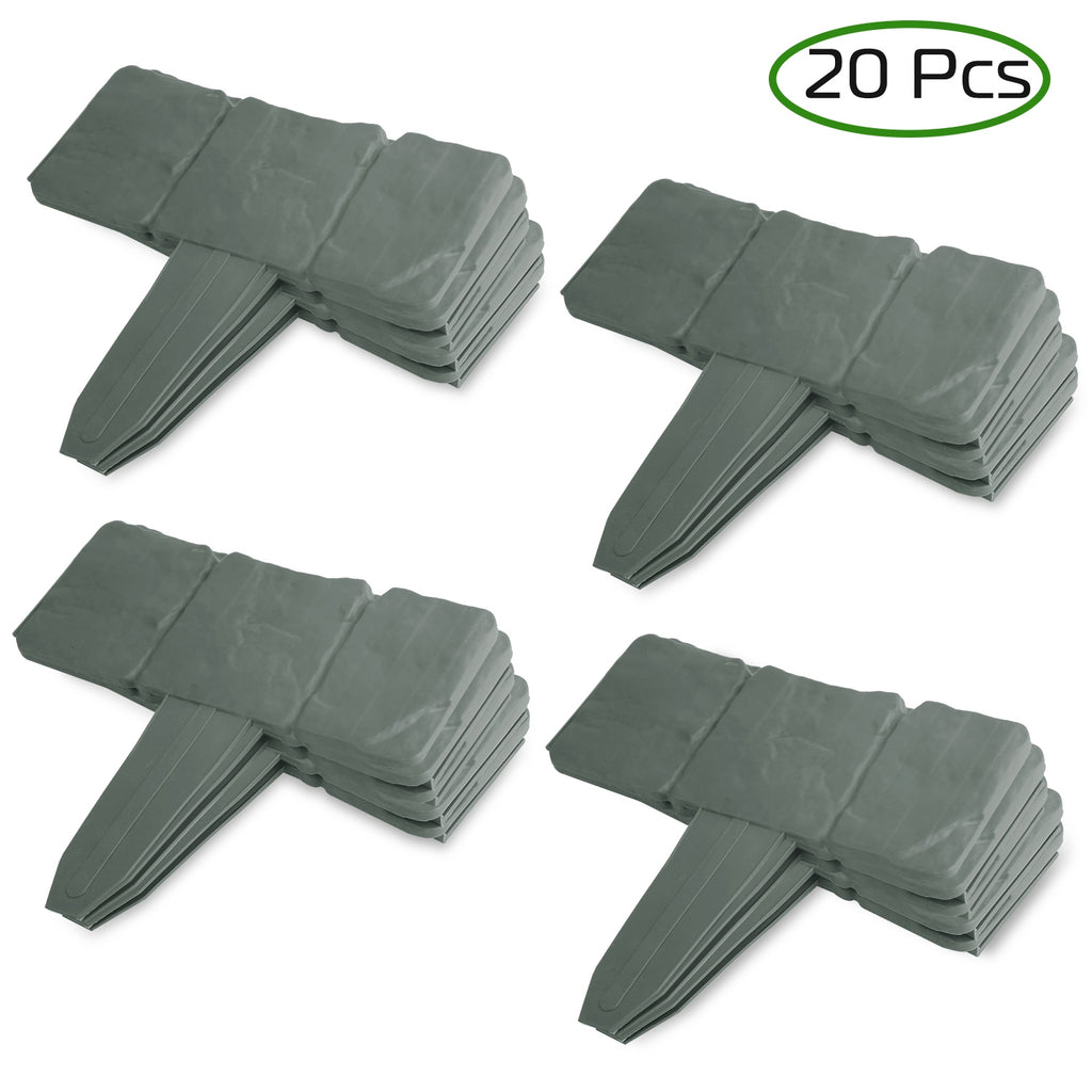 Garden Lawn Edging Border, 20 Pieces, Cobbled Stone Effect Plastic Landscape Border, 16 ft Total Length
