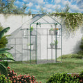 Walk-In Mini Greenhouse, 56" Clear Portable Garden Green House with 6 Shelves, Trellis, Mesh Door and Windows