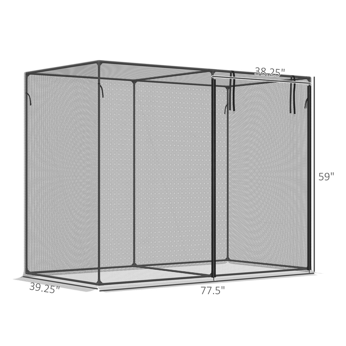 Crop Cage Plant Protector, 6 x 3 ft Walk-In Garden Netting Cover with Zippered Roll-Up Door, Steel Frame, Ground Stakes and Storage Bag, Black