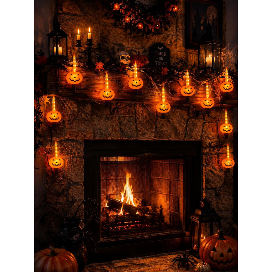 Halloween Pumpkin Bubble String Lights, 7.5 Ft Jack O' Lantern LED Lights, Connectable Indoor Outdoor Porch Decor