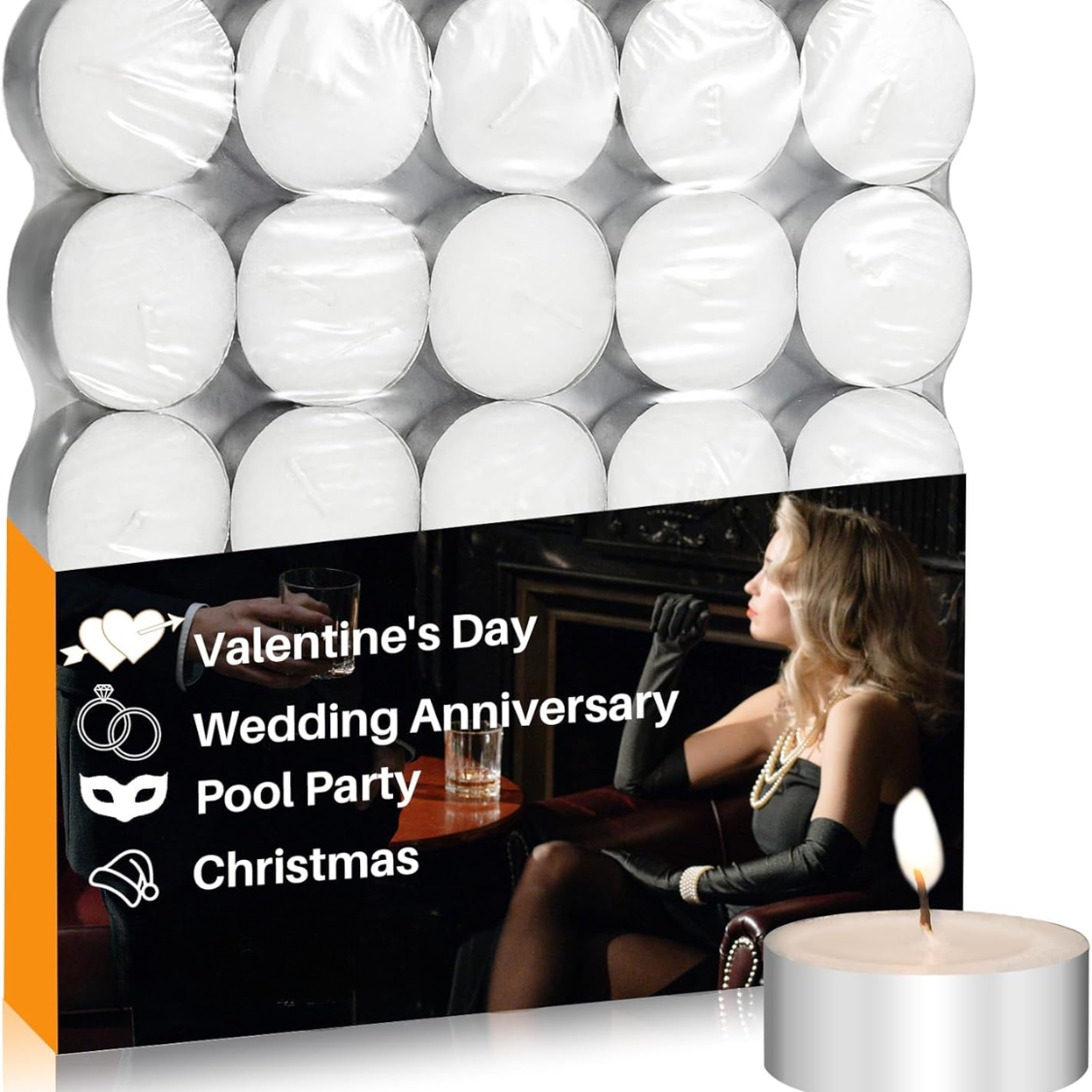 Unscented Tea Light Candles, 25 Pack White Wax Votives With Cotton Wick and Aluminum Cups for Weddings, Home Decor and Emergencies