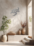 Metal Sea Turtle Wall Decor, Rustic Coastal Wall Art Accent for Beach House Bathroom