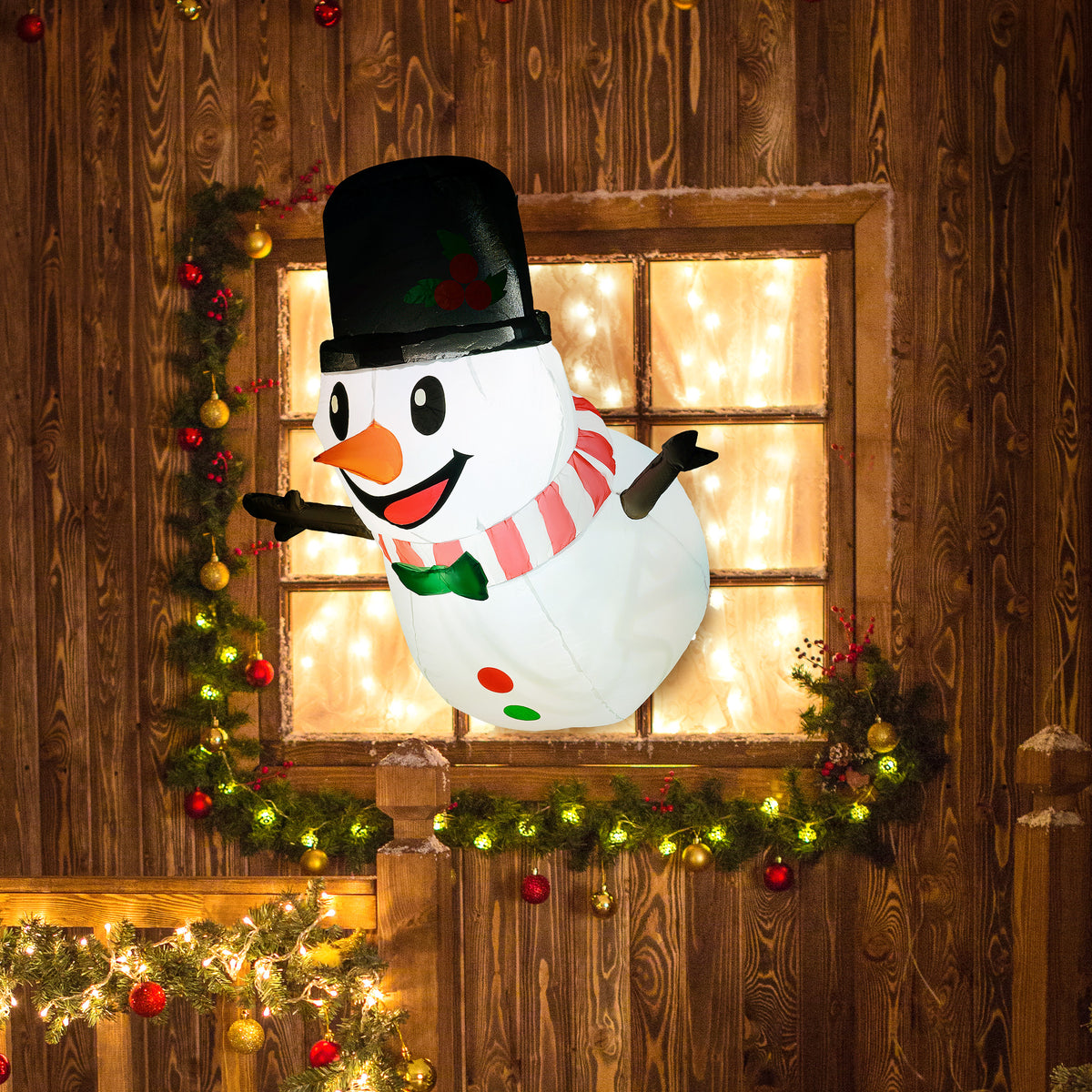 Inflatable Hanging Snowman With LED Lights, 3.4 ft Lighted Christmas Yard Decoration for Indoor and Outdoor Display