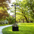 Solar Lamp Post Light with Planter Base, 74.5" 3-Head Black Outdoor LED Pole Light for Driveway, Patio, Garden and Pathway