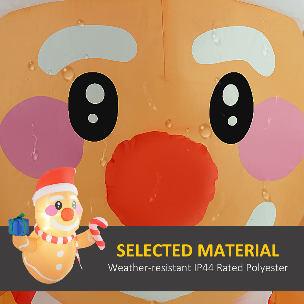 Inflatable Hanging Gingerbread Man Christmas Decoration, 3.4' LED Blow-Up Outdoor Holiday Display With Gift Box and Candy Cane
