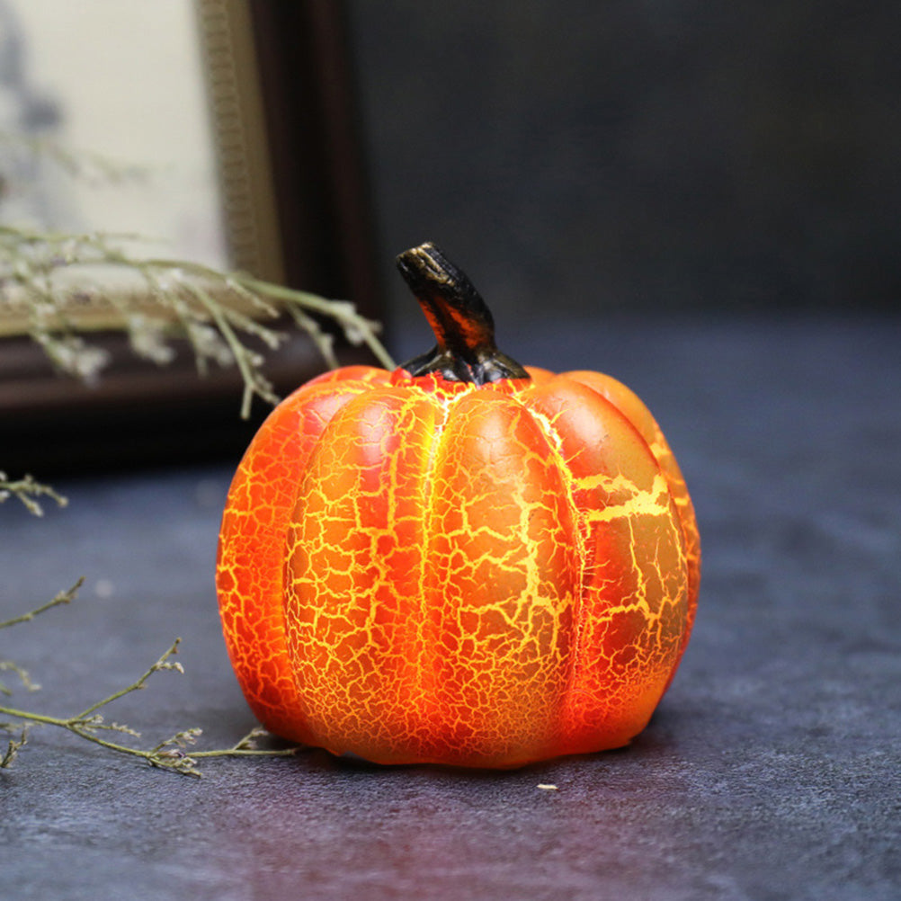 LED Pumpkin Lantern, Resin Halloween Pumpkin Light in Long, Round and Flat Shapes