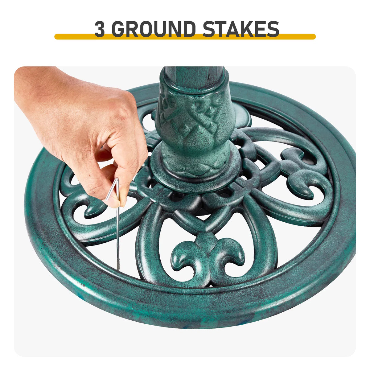 Resin Bird Bath With Solar Fountain, Dark Green Shell-Edge Basin on Pedestal, 1.4W Solar Pump, Outdoor Garden Decor