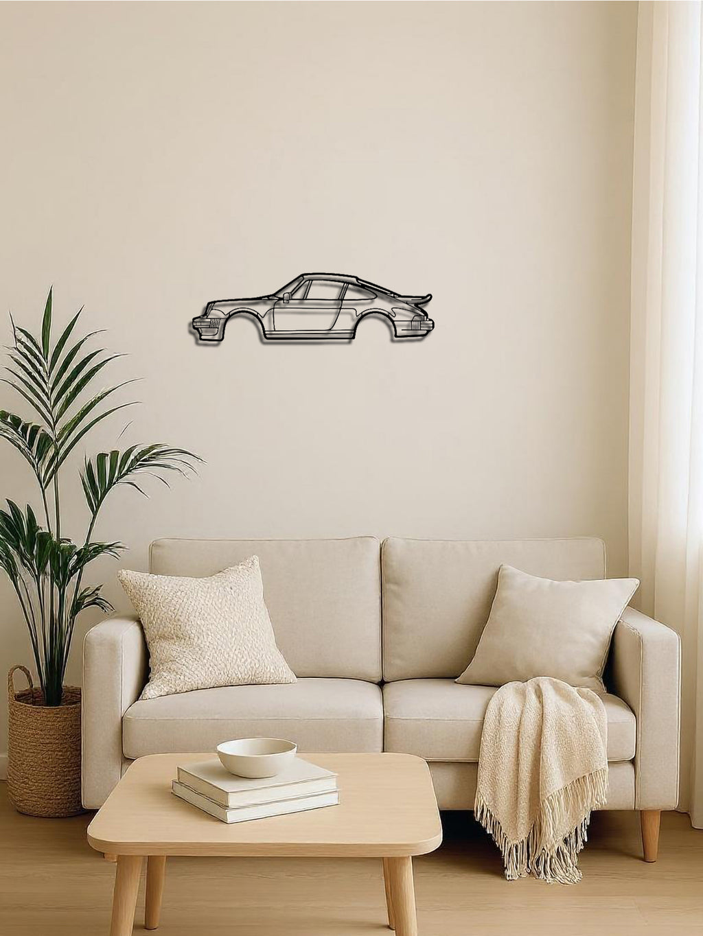 Sports Car Silhouette Metal Wall Art, Black Line Art Wall Sculpture for Garage, Office, and Living Room Decor
