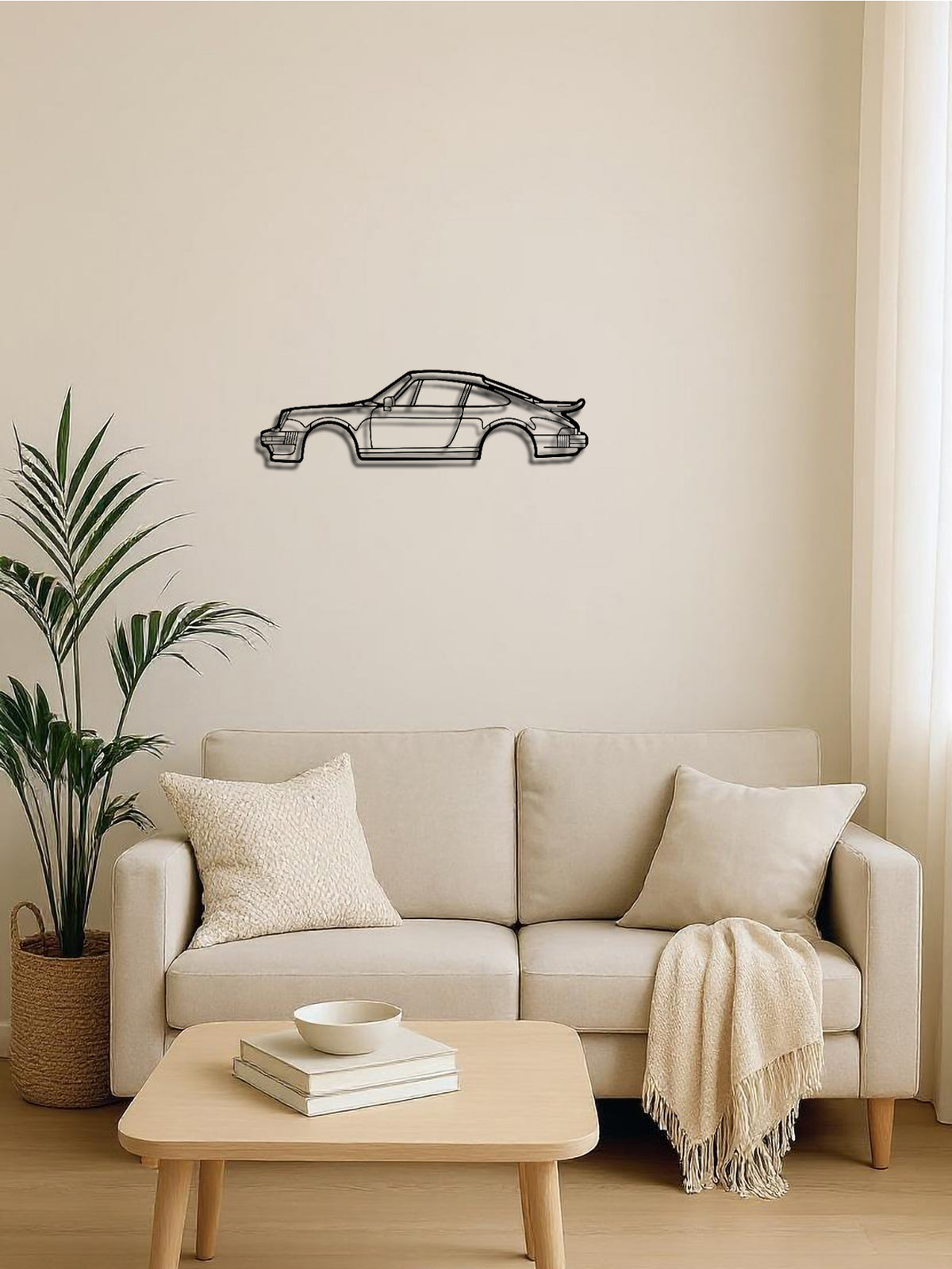 Sports Car Silhouette Metal Wall Art, Black Line Art Wall Sculpture for Garage, Office, and Living Room Decor