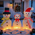 Lighted Snowman Family Christmas Yard Decorations, Set of 3 With 180 LED Lights, Metal Frame Outdoor Holiday Lawn and Porch Decor
