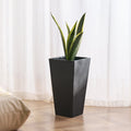 Tall Outdoor Planters Set of 2, 22 Inch Black Square Plant Pots With Built-In Drainage for Porch, Patio, and Indoor Plants